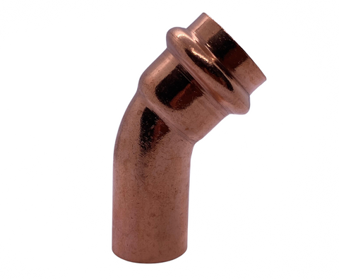 Kupfer Pressfitting Bogen 45° I/I, DVGW, Kontur V