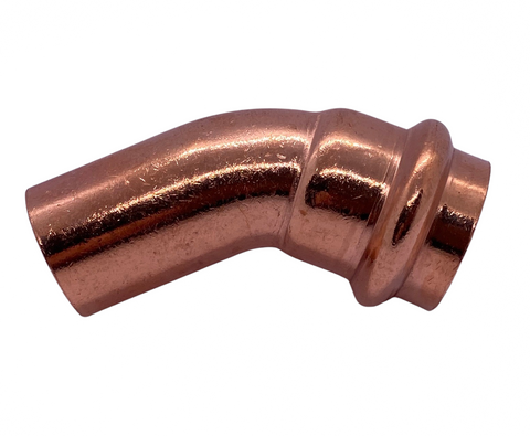 Kupfer Pressfitting Bogen 45° I/A, DVGW, Kontur V